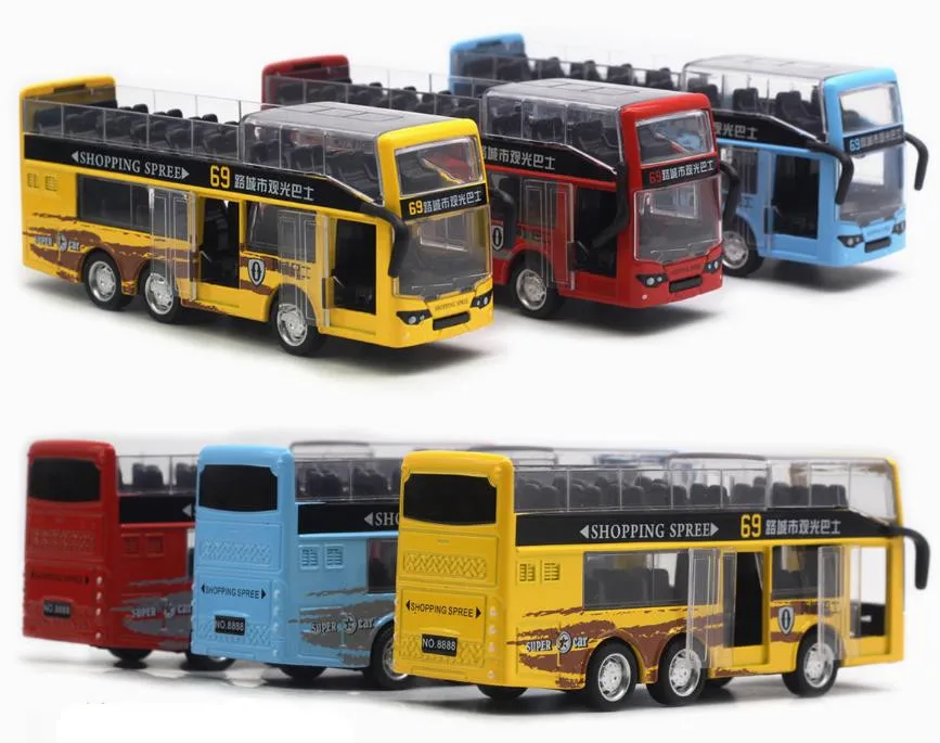 

Модель двухслойного экскурсионного автобуса из сплава 1:50 с высокой симуляцией, игрушечный туристический автобус, бесплатная доставка