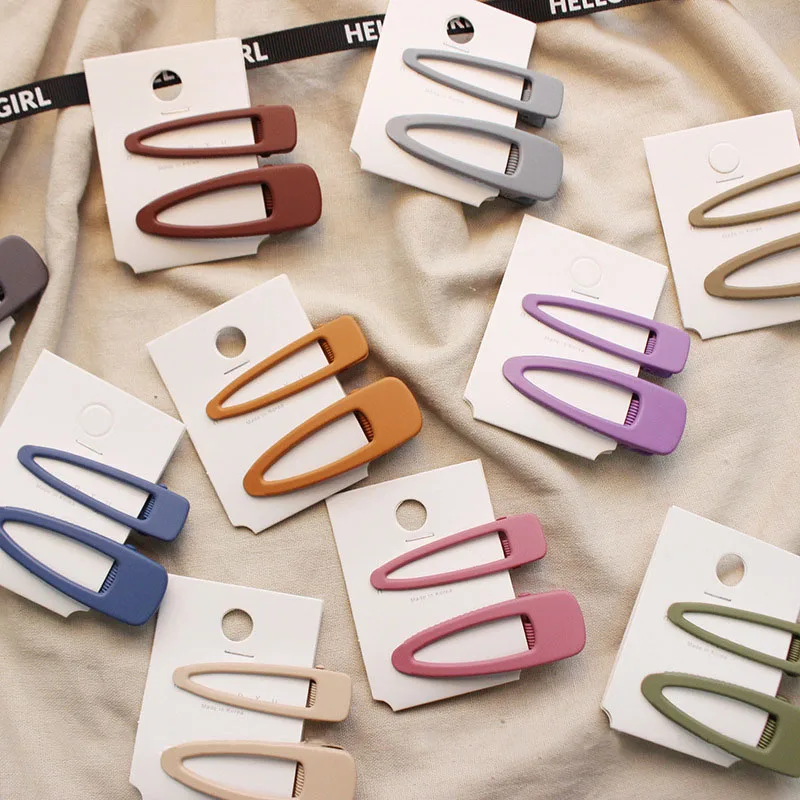 

Oaoleer 2Pcs/Set Baby Girls Hair Clips Matte Scrub Snap Clip Hair Pins for Children Women Kids Metal Hair Accessories