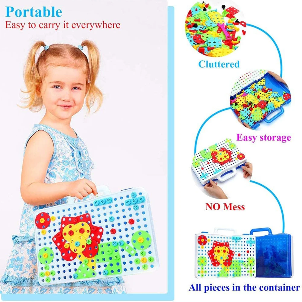 

7-14 Years Old Children's Toys Diy Puzzle Nut Combination Disassembly Building Blocks Hand Electric Drill Assembly Toy