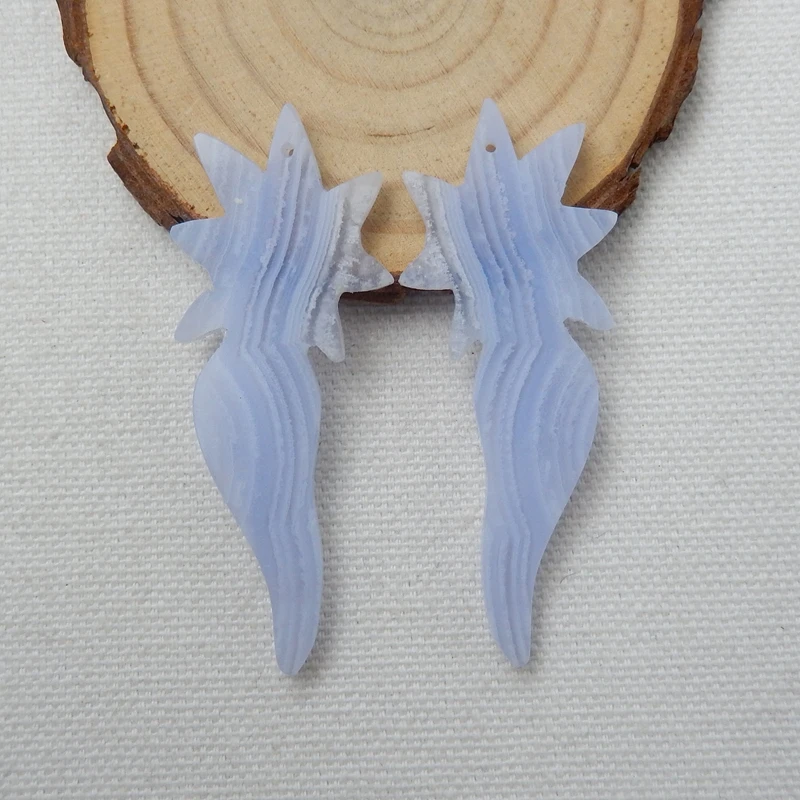 Длинные серьги с натуральным камнем и голубым агатом 58x23x3 мм 10 г | Украшения