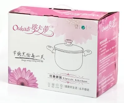 3.8L эмалированная кастрюля для супа с Стекло крышка Нержавеющая сталь ручка