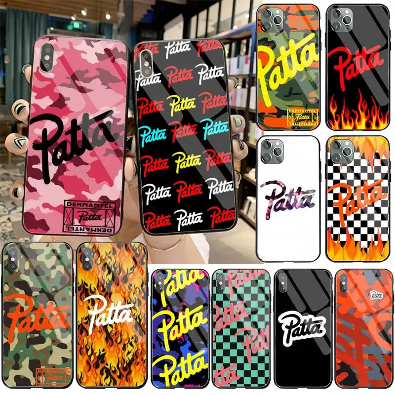 

KPWSAGRT brand street patta Soft black Phone Case Tempered Glass For iPhone 11 Pro XR XS MAX 8 X 7 6S 6 Plus SE 2020 case