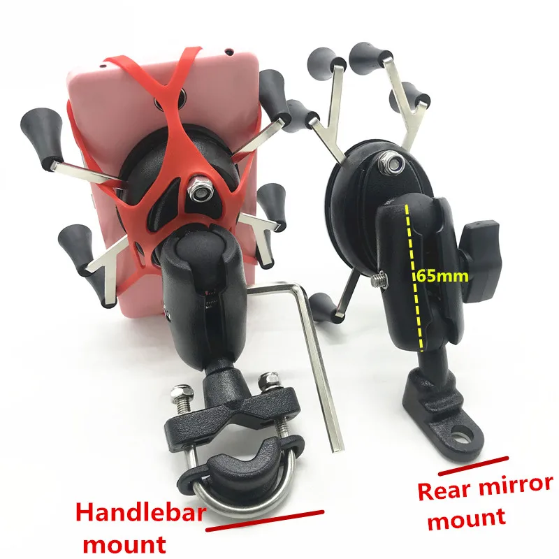 Держатель для телефона на руль мотоцикла с креплением зеркало заднего вида