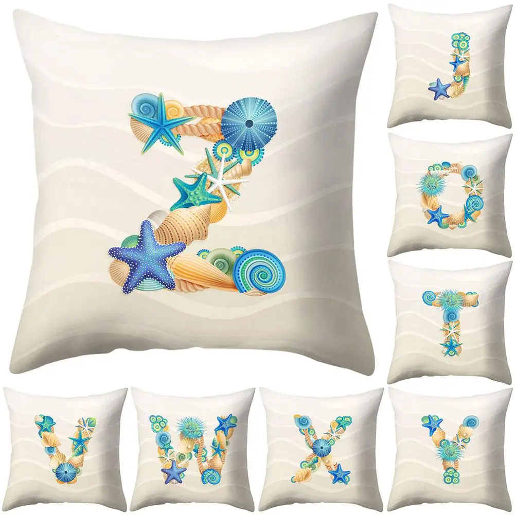 Раковина звезда буква с изображением рыбки пледы Подушка протектор чехол