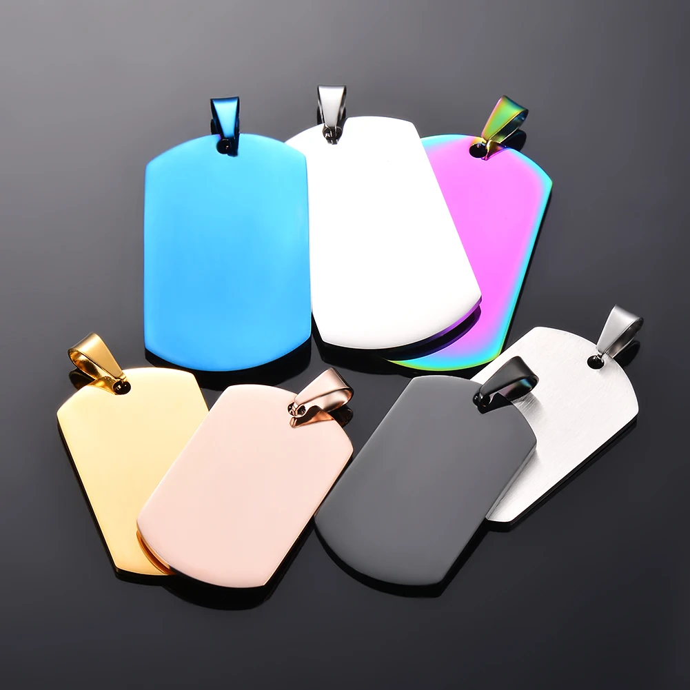 3pcs Rectangle Mens Military Army Style Stainless Steel Dog Tags Chain Pendant Necklace Jewelry Accessories 7 Colors | Украшения и
