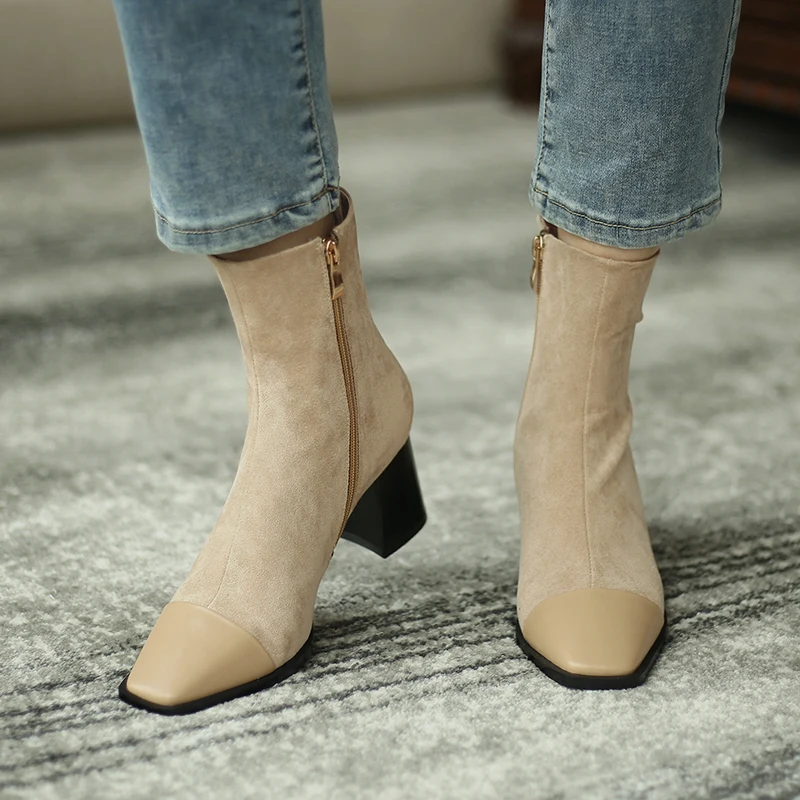 

Новинка зимы 2021, Высококачественные Универсальные сапоги-стрейч на толстом каблуке, с квадратным носком, под заказ