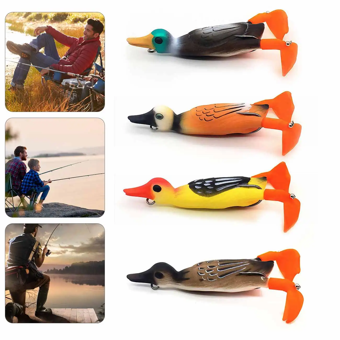 

95mm/12g Artificial Bait 3D Eyes Propeller Flipper Duck Fishing Lure Wobbler Jig Minnow Soft Lure for Outdoor Fishing Lovers
