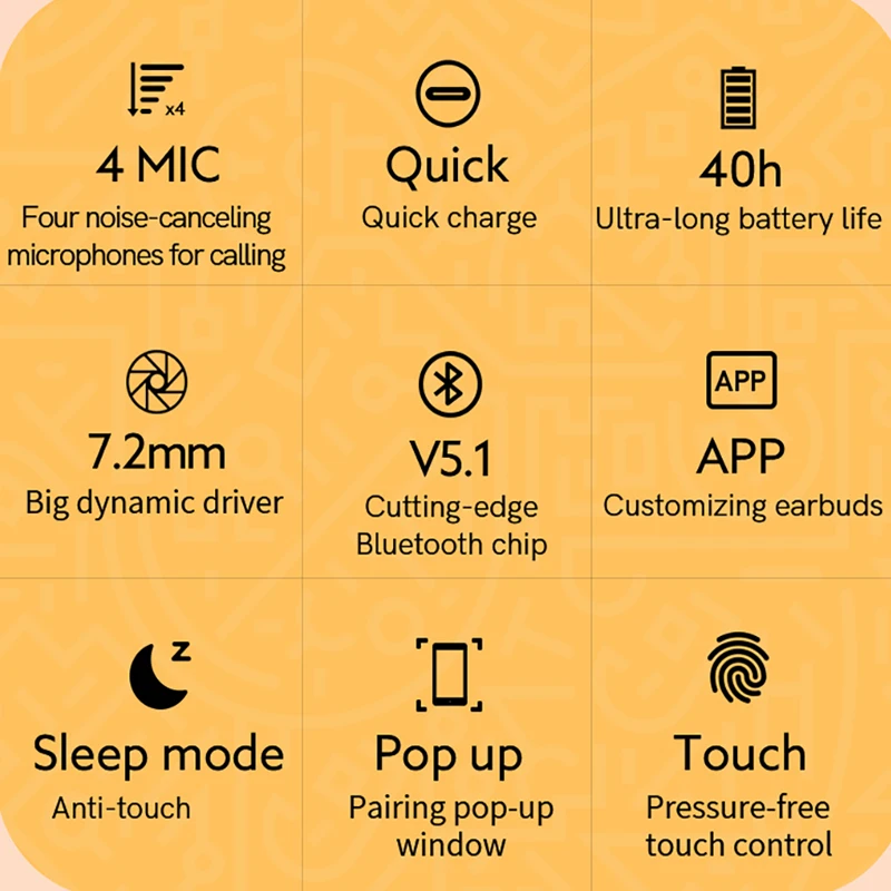 qcy t13 wireless bluetooth earphone with 4 mics enc hd call headset v5 1 tws earphone touch control earbuds long standby 40h free global shipping
