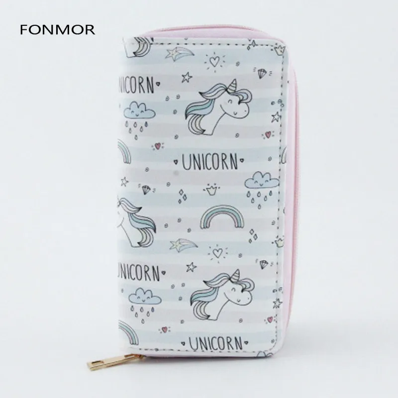 Новое поступление Женский Длинный кошелек с рисунком единорога Длинные кошельки