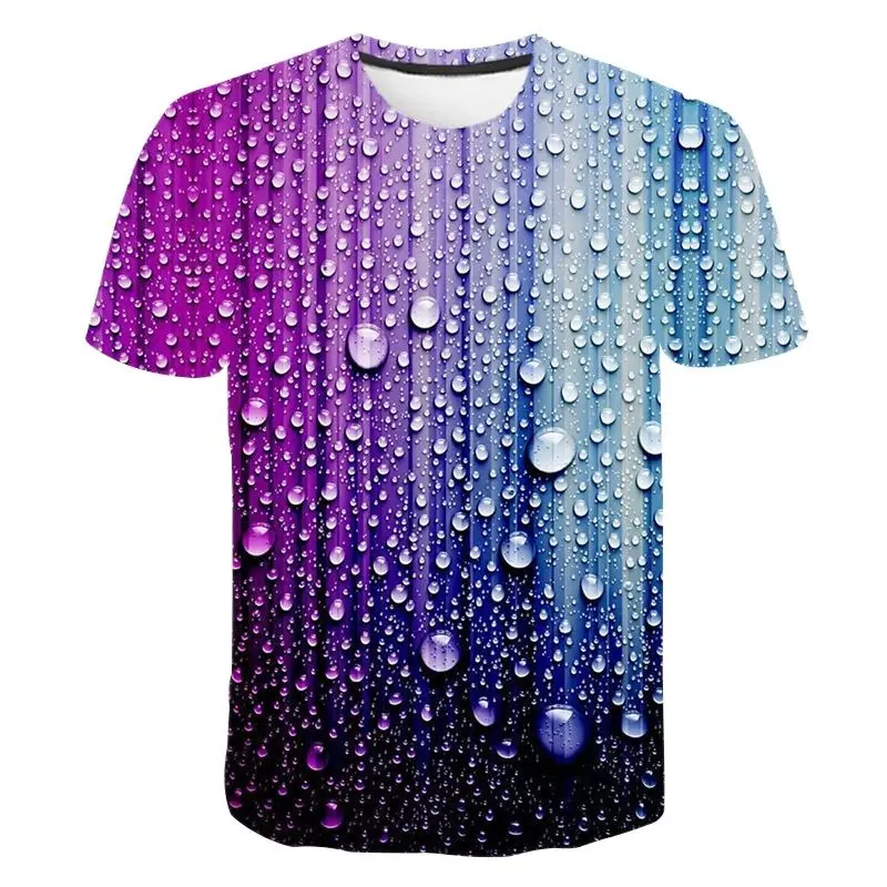 

Water Droplets T-Shirt Men Women Children Summer Short Sleeve Waterdrop 3D Pattern Printed Boy Girl Kids Cool Tees Tops Clothing