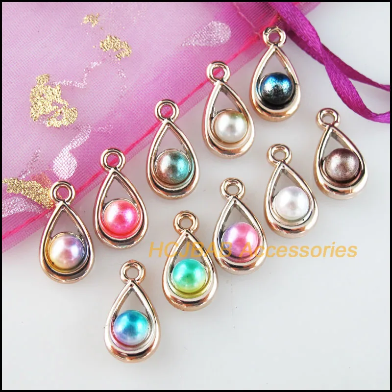 

30 New Teardrop Charms Colored Acrylic KC Gold Plated Pendants 9.5x17.5mm