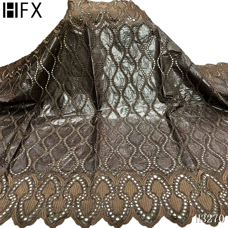 HFX New arrival gold African Bazin lace fabrics Fashion Embroidery riche 2020 Nigerian bazin for women Dress H3270 | Дом и сад