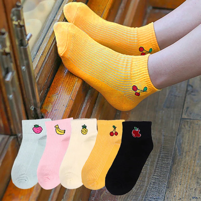 

Красочные с изображением фрукта короткая женская обувь впитывает пот, милые летние удобные хлопковые носки для девочек носки женские носки...
