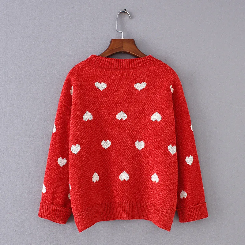 Artguy Winter Women Fashion Long Sleeve Sweet Heart O Neck Pullovers Knitted Sweaters Loose Jumper Sweater Xmas Knitwear Tops | Женская