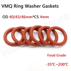 OD 404346 мм * CS 4 мм Красное Силиконовое уплотнительное кольцо пищевого класса VMQ кольцо шайба прокладки-35   200  водонепроницаемое и изолированное