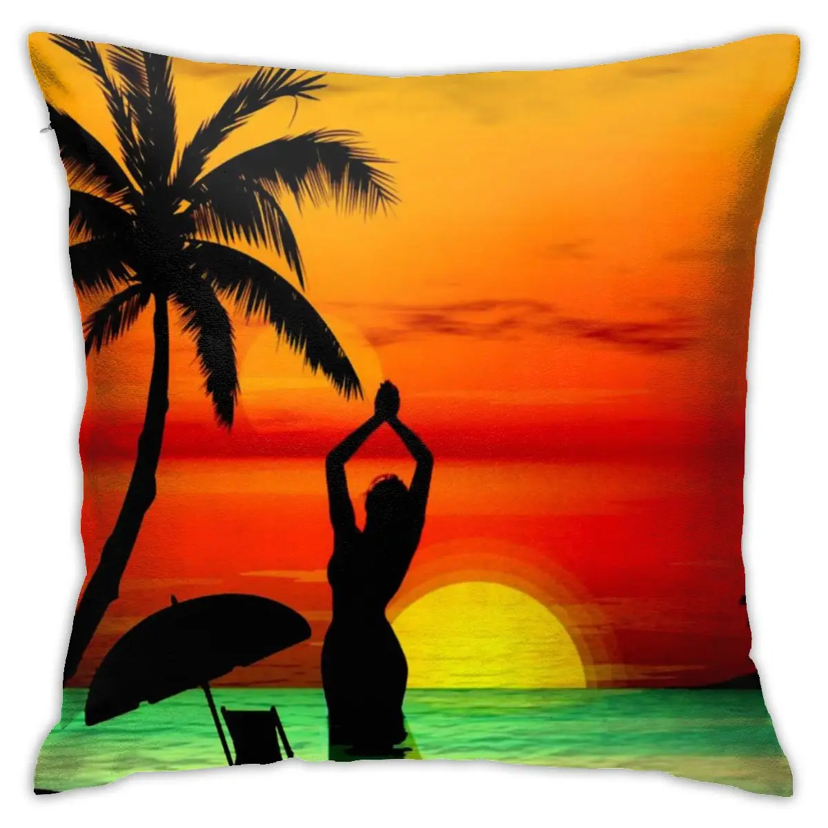 

Natural Style Series Pillowcase Decoration Hawaiian Style Tropical Green Leaf Car Pillowcase Home Cushion Cover 45x45cm