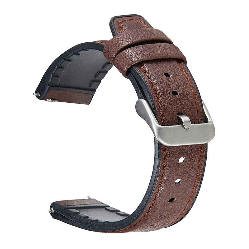 Waterproof Leather Watch Band 22mm for Huawei Watch 2 Strap Gt 2 Band Hybrid Genuine Leather and Silicone Band Quick Release