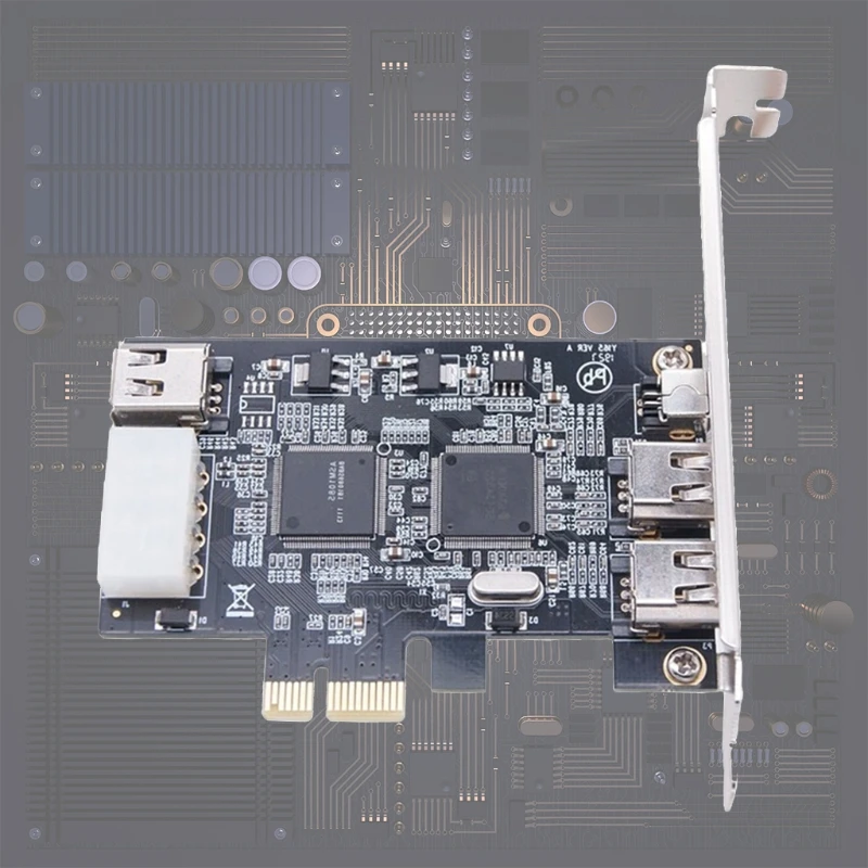 

4 Ports 1394A Expansion Card PCI-E 1X to IEEE 1394 DV Video Adapter 1x 4Pin 3x 6Pin 1394 Controller Firewire Card