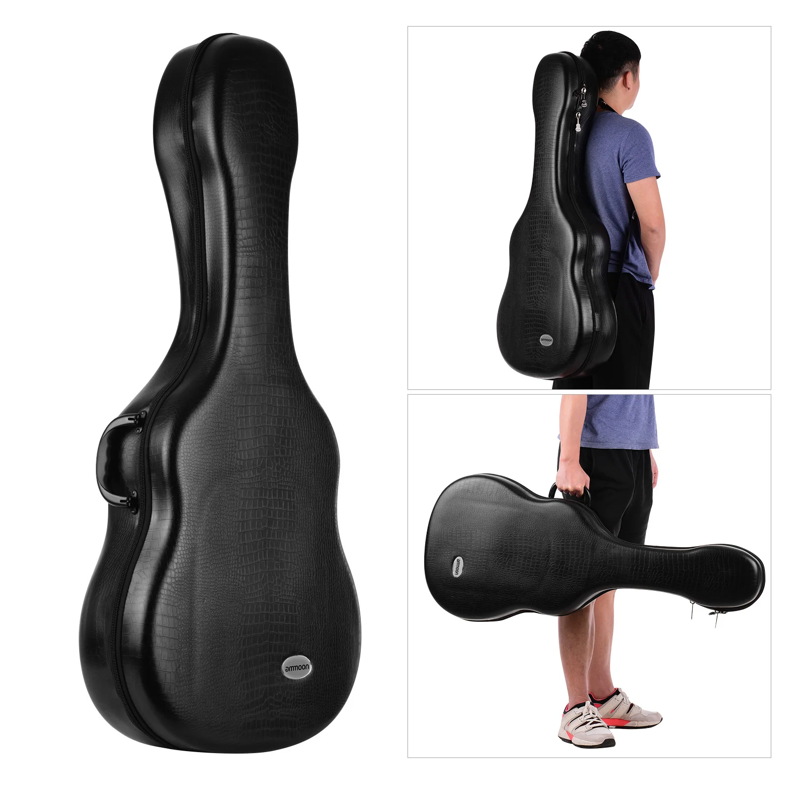 

ammoon 41 Inch Acoustic Guitar Gig Bag All-round Protection Guitar Case PU Exterior Plush Lining with Detachable Shoulder Straps