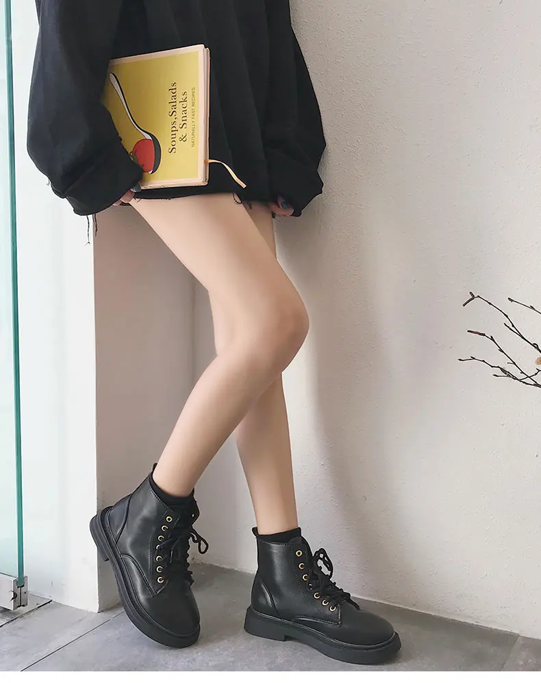 2019 новые зимние Бархатные Ботинки martin в британском стиле женские повседневные