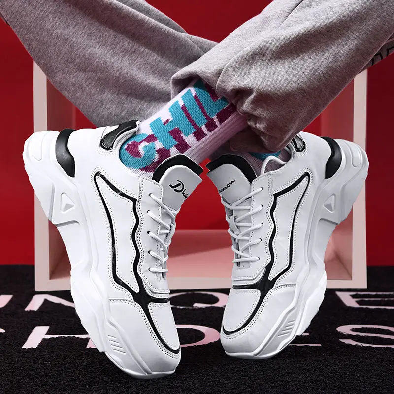 Мужские кроссовки на толстой подошве лоферы разных цветов из вулканизированной