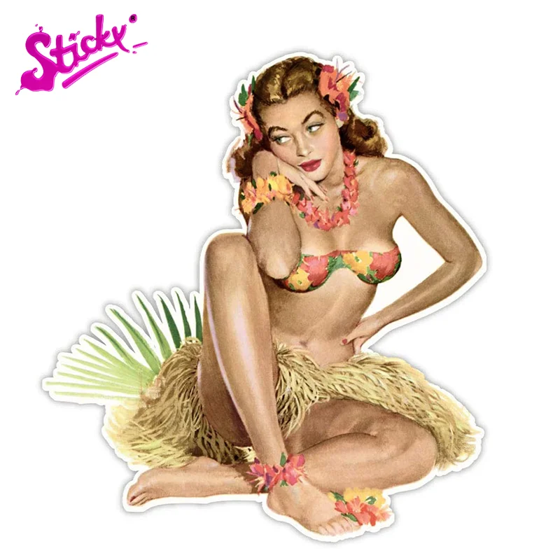 

Hawaii Pin-up Art Retro Sexy Pin Up Pinup Girl Anime Car Sticker Decal Decor Motorcycle Off-road Trunk Guitar Laptop PVC Vinyl
