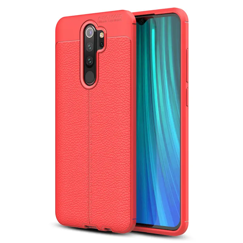 Red 1pcs Slim Litchi Skin TPU Case For Xiaomi Redmi Note 8 Pro Anti-Shock Soft Back Cover Coque For Xiaomi Mi 9 Pro - Цвет: Red