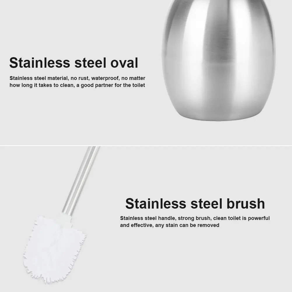 WC Brush Holder Ellipse Shape Hotel Toilet Set Cleaning Stainless Steel Antibacterial Home Decor | Дом и сад