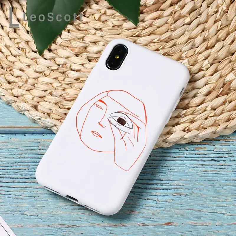 

Abstract line art fashion Phone Case Candy Color for iPhone 6 7 8 11 12 s mini pro X XS XR MAX Plus