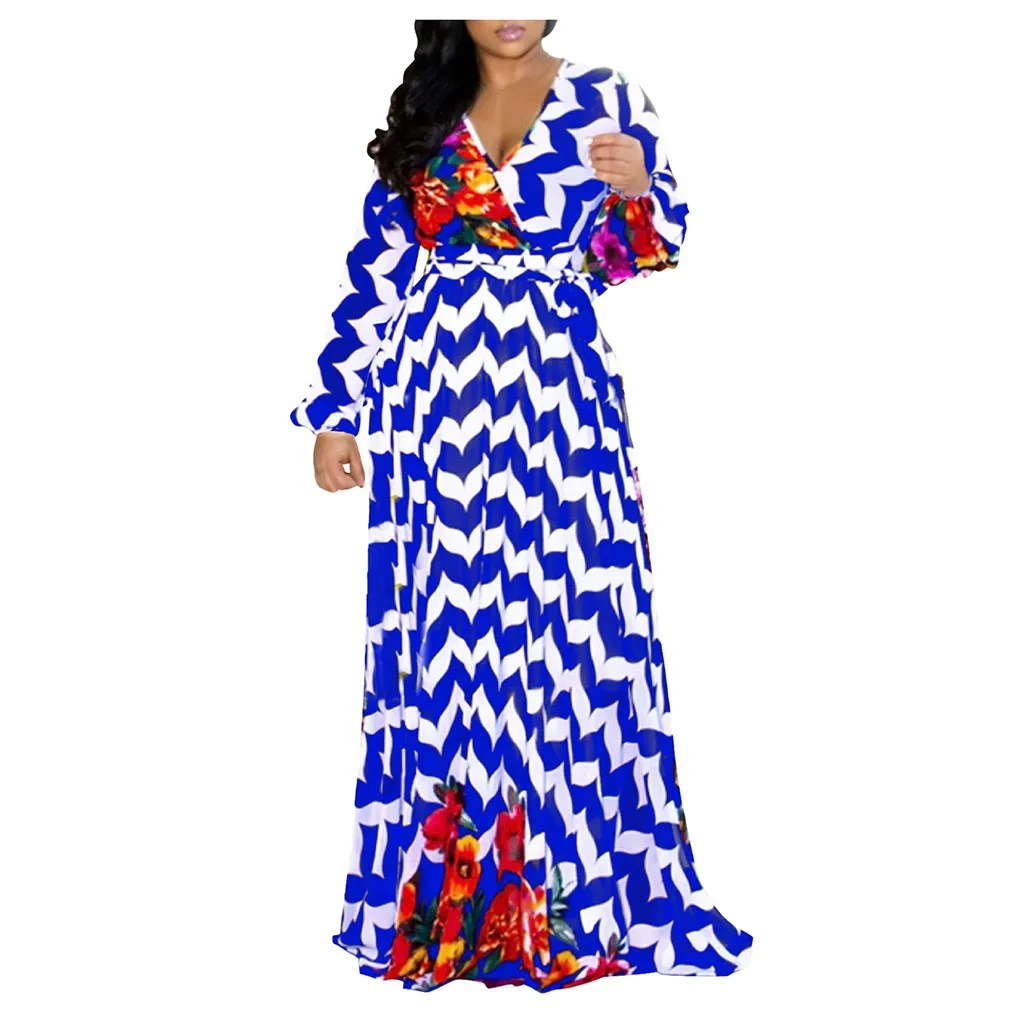 JAYCOSIN зимние платья женские модные с v образным вырезом длинным рукавом радужные