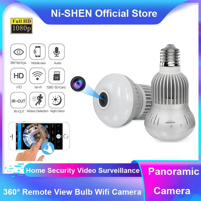 360 ° панорамный Камера лампа Беспроводной IP типа рыбий глаз охранных системах