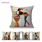 Геометрический Художественный Черный Африка танцевальная королева современное Скандинавское Украшение Чехол для подушки модный Африканский женский льняной диван наволочка