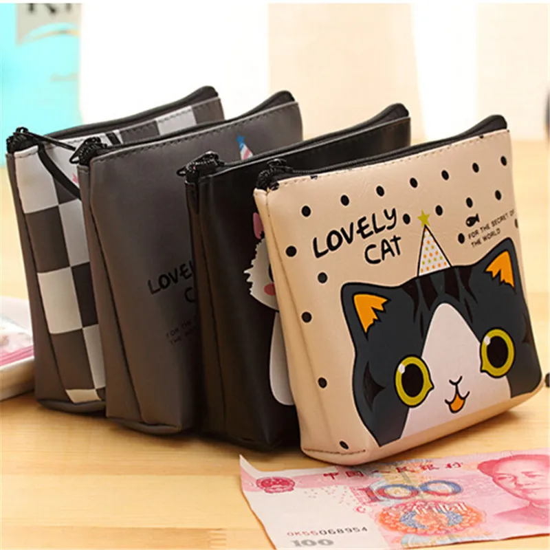 

LKEEP Cute Korean Creative Purses For Students Waterproof Jelly Purse Kids Dot Cat Zero Coin Bag Pouch