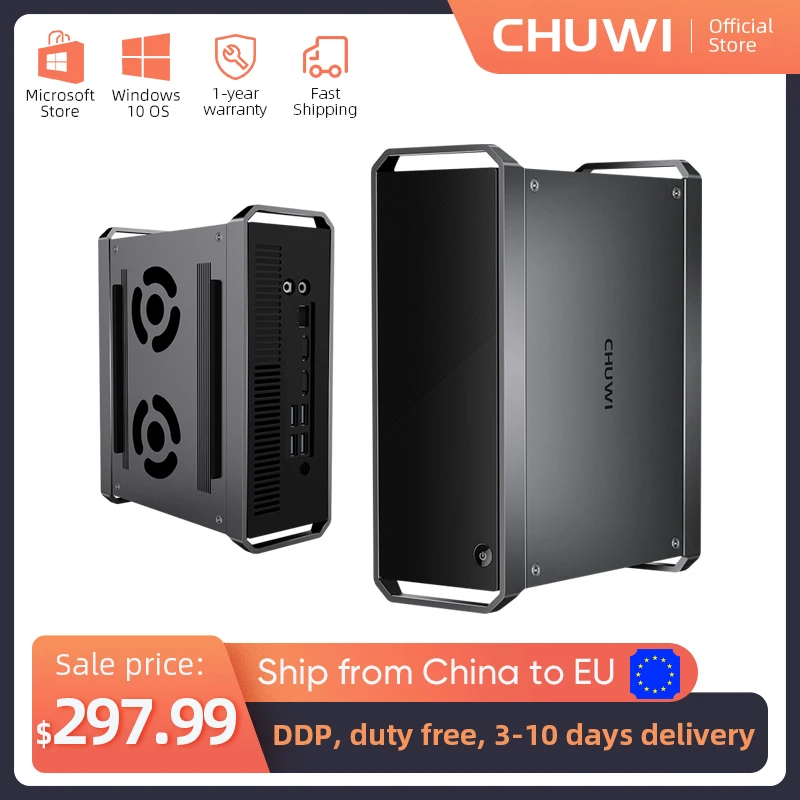 

CHUWI CoreBox Mini PC, Intel Core i5 Windows 10 OS, 8GB RAM 256GB ROM, 2.5 inch HDD expansion, BT4.2, 2.4G/5G Wifi, 2*HD