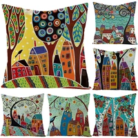 oil painting tree pillowcase cushion cover cotton linen office pillow case home decorative sofa cushion pillow covers decorative