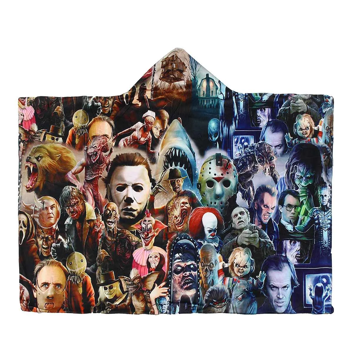 Одеяло с капюшоном из фильма ужасы флисовое удобное покрывало микрофибры 150 х13 0