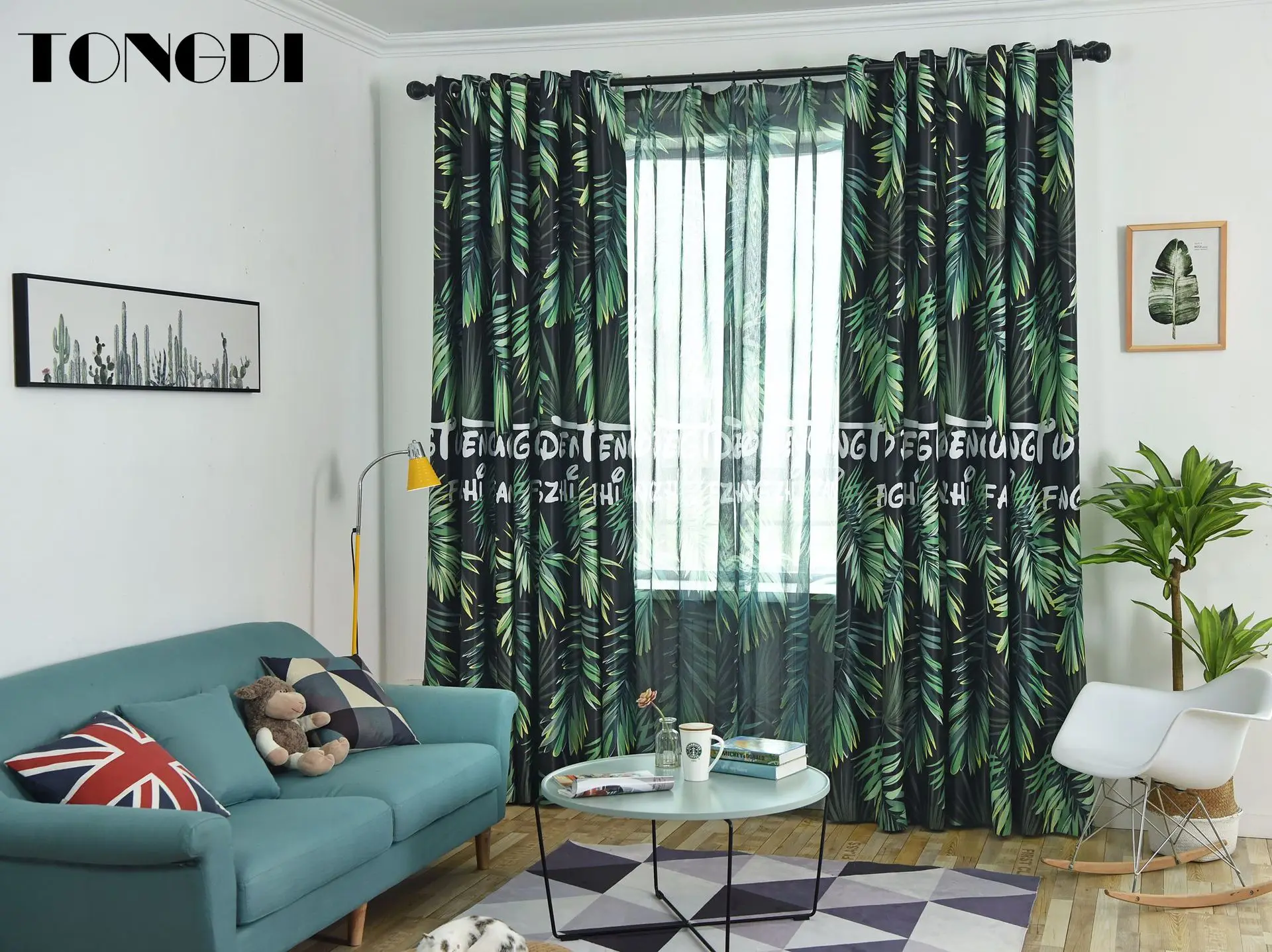 Затемняющие шторы с принтом TONGDI элегантные тропические для украшения дома