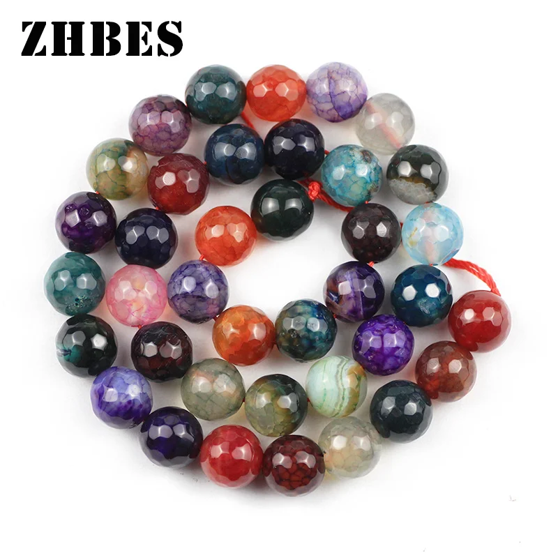 

Natural Stone Round Faceted Tourmaline Agates 4/6/8/10MM Colorful Spacers Loose Beads Jewelry Bracelet Making DIY Acessories