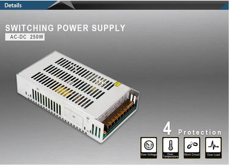 110 v/220 В переменного тока до 12 v 20a dc преобразователь 12 вольтов универсальное регулируемое 250w СИД дисплей экран блок питания