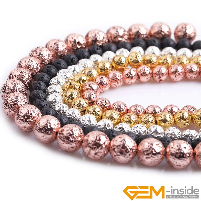 

Черные, розовые, золотые, натуральный серебристый цвет из лавового камня, круглые, вулканические, свободные бусины для изготовления ювелирн...