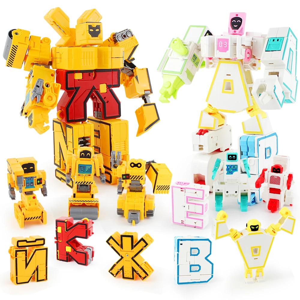 7 шт./6 шт. DIY русский алфавит трансформирующий робот деформирующая буква семейный