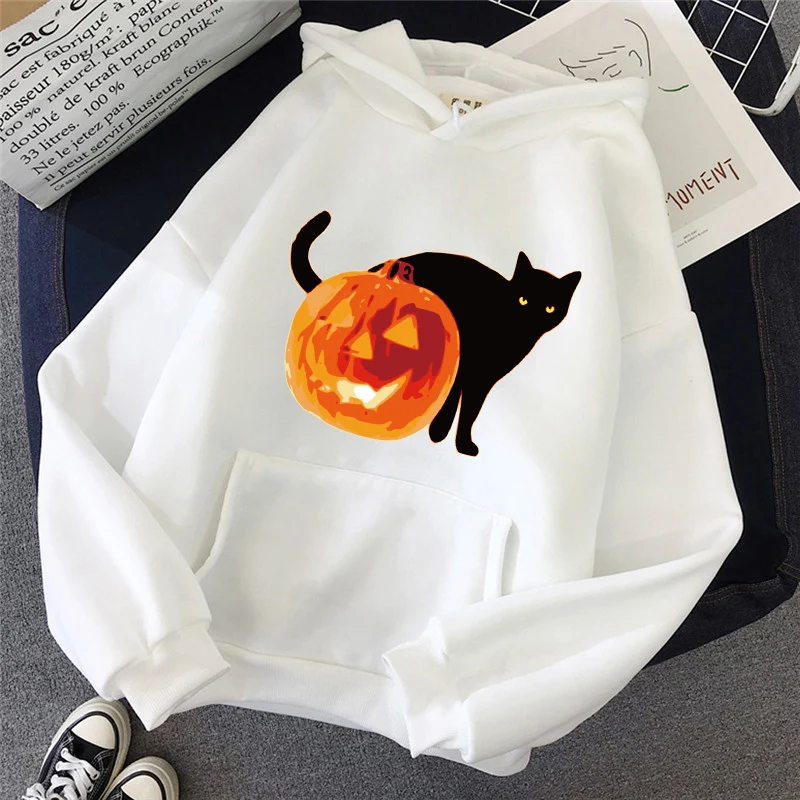 

Hoody Women Halloween Cat Printing New Womens Hoodie Thick Warm Female Hoodies Streetwear Fashion Winter Sweatshirts For Women