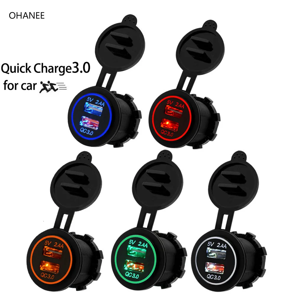 OHANEE QC 3 0 Мощность со штыревой частью соединения быстрая Зарядное устройство Dual USB