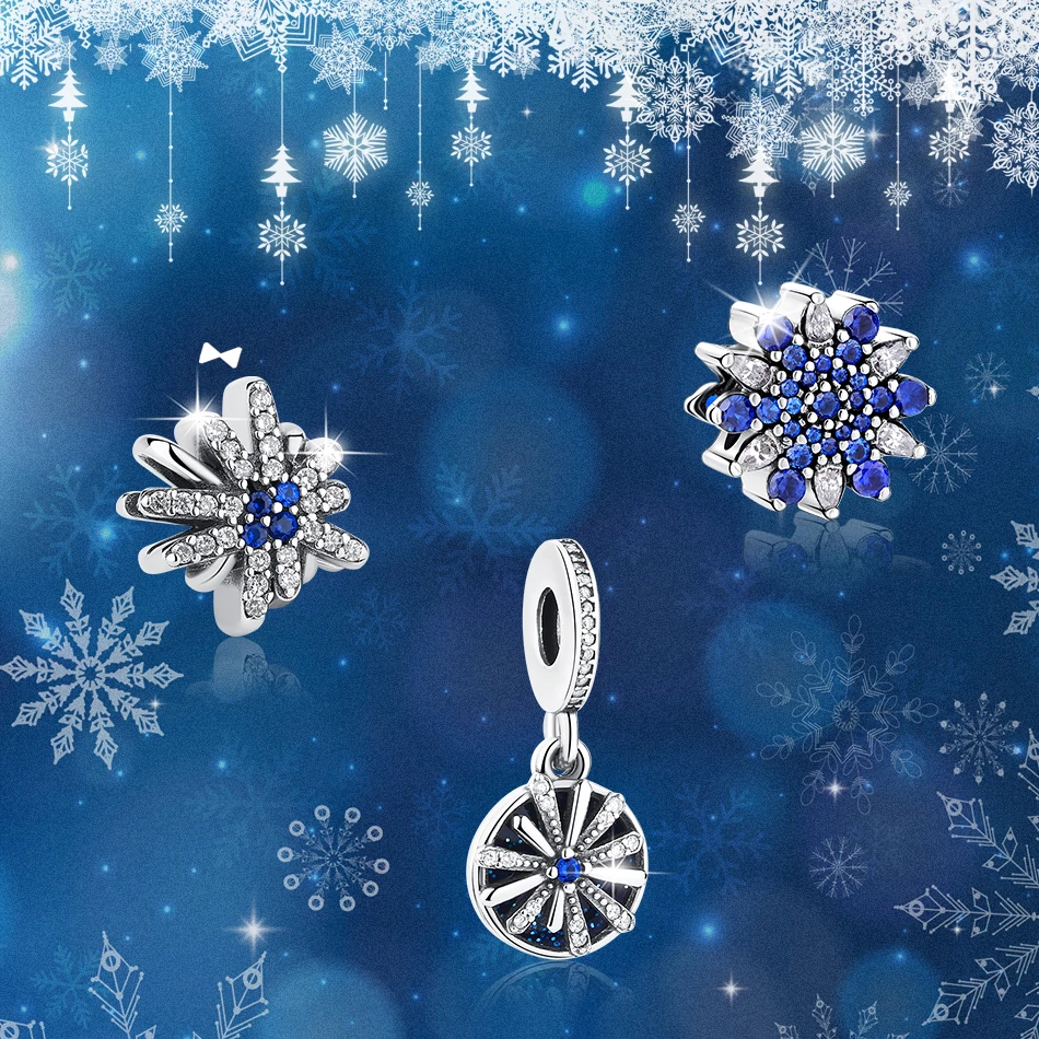 ELESHE 925 пробы серебро синего цвета с украшением в виде кристаллов глаза сердце из