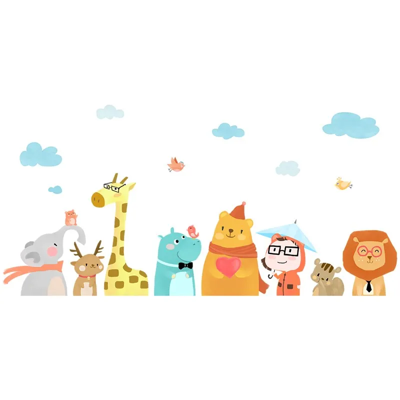Мультфильм милые животные друзья наклейки на стену для гостиной диван ТВ фон