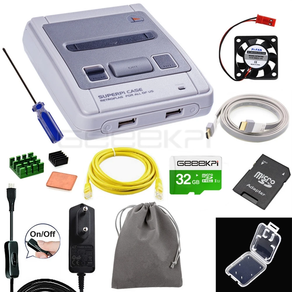 CASE Card Kit Чехол GeeekPi Retroflag SUPERPi-J NESPi чехол с дополнительным игровым контроллером сумка для переноски для Raspberry Pi 3B+/3B/2B - Цвет: CASE Card Kit