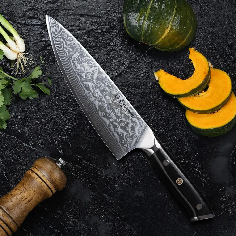 

TURWHO 8'' Professional Chef Knife Gyuto Japanese Damascus Stainless Steel Kitchen Knife Very Sharp Cooking knives G10 Handle