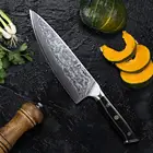 Профессиональный нож шеф-повара TURWHO, японские кухонные ножи из нержавеющей стали, очень острые кухонные ножи из дамасской стали, рукоятка G10, 8 дюймов