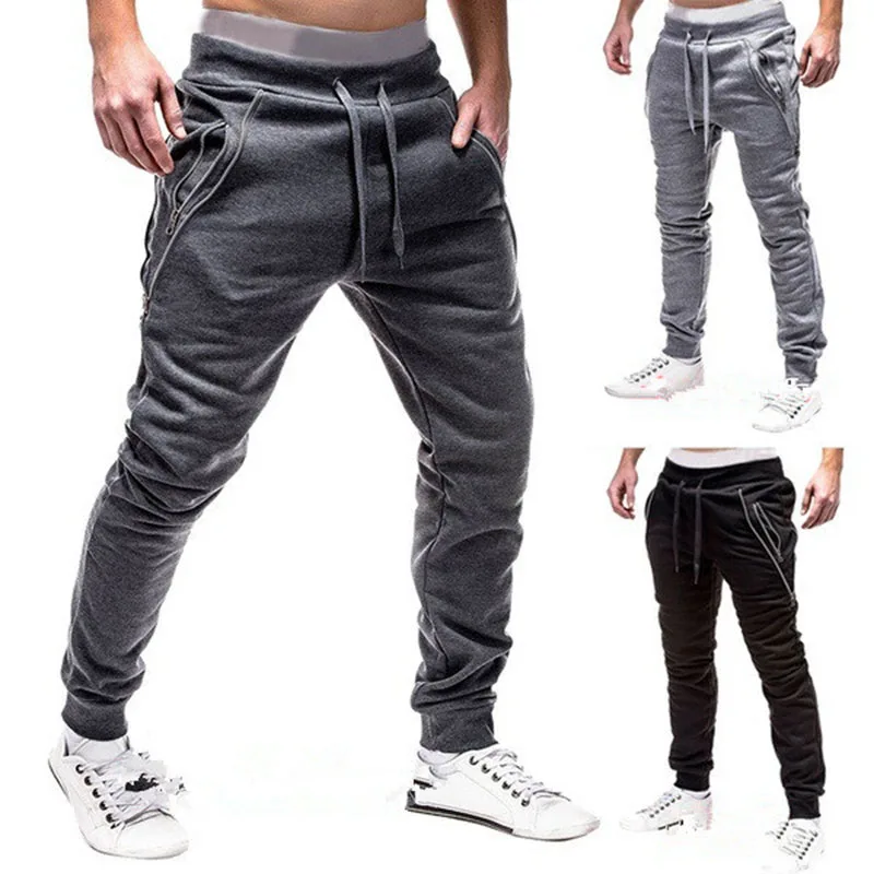 IceLion 2021 New Fitness Casual Men's Pants Pantalon Hombre Solid Mens Trousers Drawstring Pencil Zipper Sweat Men | Мужская одежда