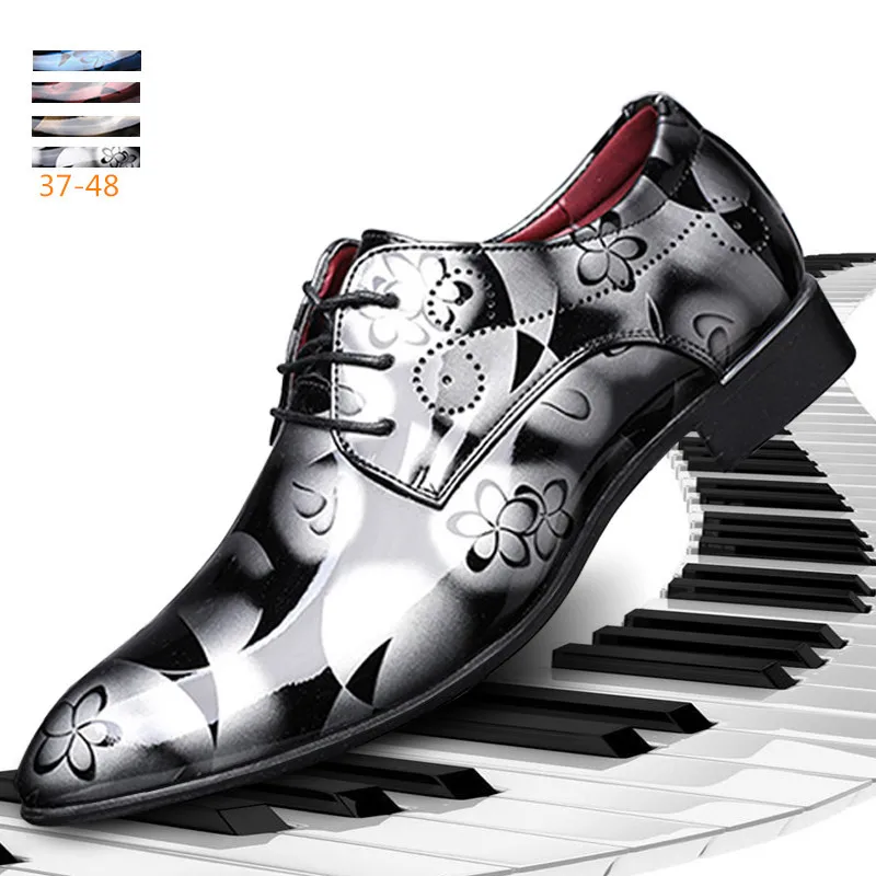 Men Platform Leather Genyine Casual Dress Shoes 2020 Autumn Brand Casual Fashion Luxury Brand Sexy Party Plus Size Print Shoe